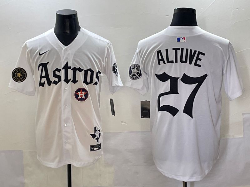 Men 2025 Houston Astros #27 Altuve White Five generations Joint Name Nike MLB Jersey style 18->houston astros->MLB Jersey